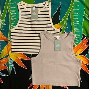 H&M Ribbed Cropped Tanks Size Large